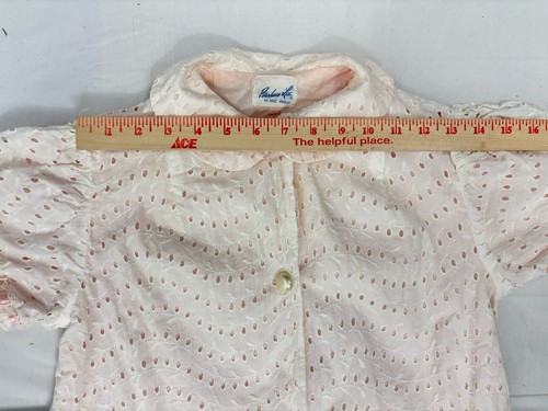 Barbara Lee Vintage Kleid weiß Ösen Spitze Perlenknöpfe Rüschensaum Gr. S - Bild 11 von 11