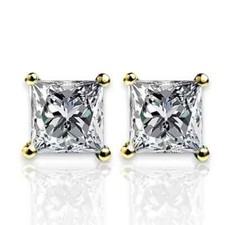 Solid 14k Gold Heavy Basket Set AAA CZ Screw Back Stud Earrings All Sizes Gift