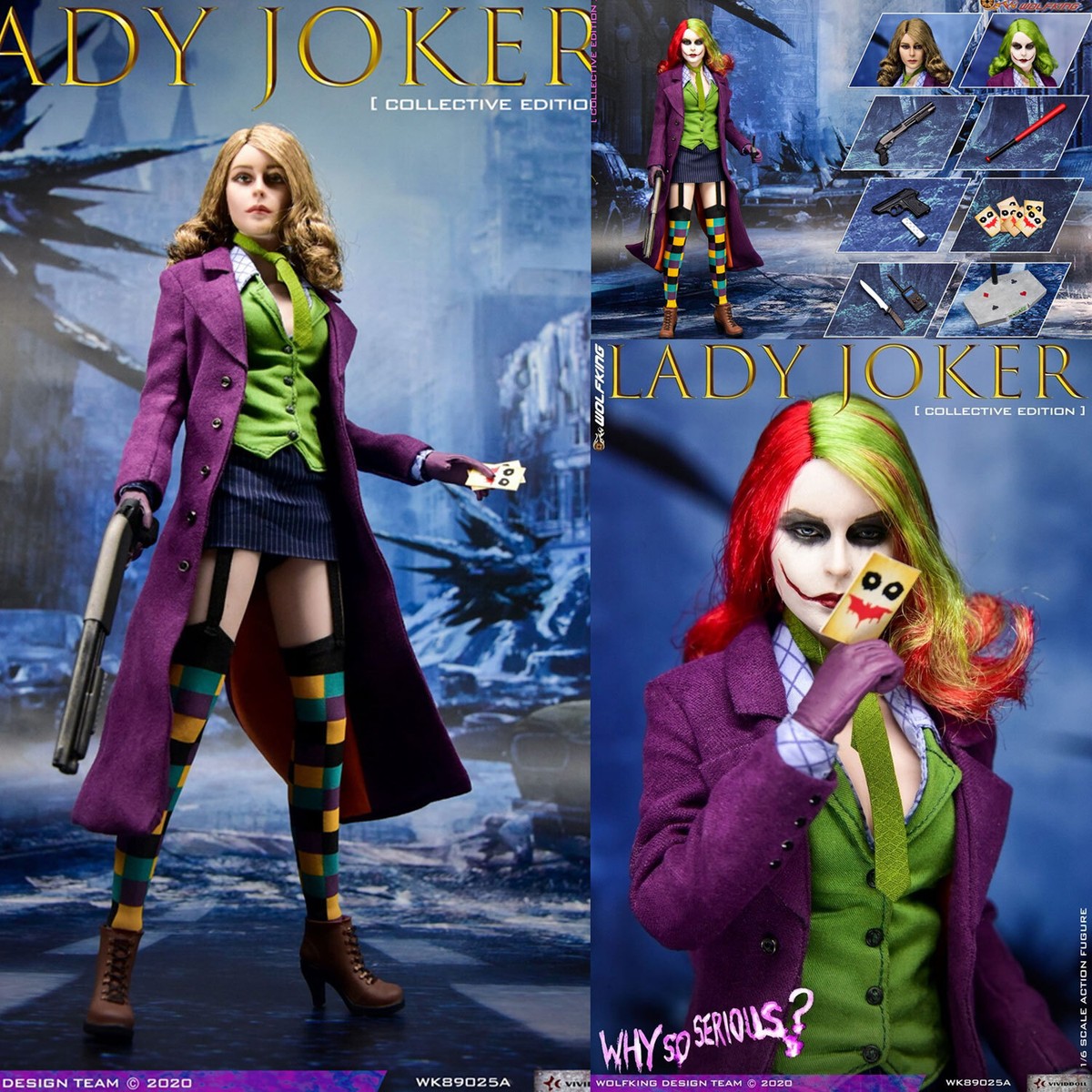 WOLFKING LADY JOKER 3 Heads 1/6 Scale Action Figure H12'' In Stock