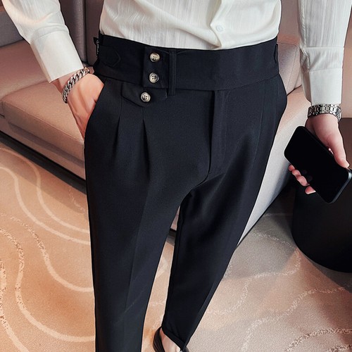 Summer New Men's Hanging High Waisted Straight Leg Pants Business Pants Trousers - 第 12/14 張圖片