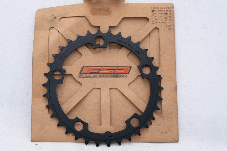 NUEVO PLATO FSA 34T 110 9 VELOCIDADES BICICLETA DE CARRERAS DE CARRETERA BICICLETA INTERIOR ANTIGUO NEGRO Foto 2 de 3