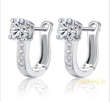 2CT Round Cut VVS1/D Diamond Women's Hoop Earrings Gift 14K White Gold Finish