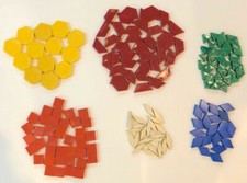 172 PLASTIC TANGRAM / PATTERN BLOCKS - Manipulatives 6 different shapes/colors 