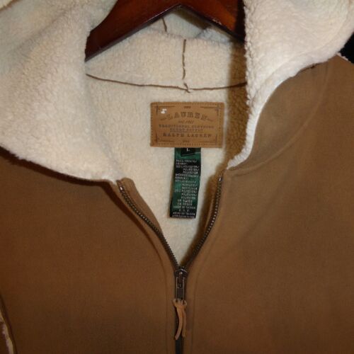 Ralph LAUREN Sherpa Lining Vest Hoodie Traditional Clothing Goods Supply Brown - Picture 2 of 7