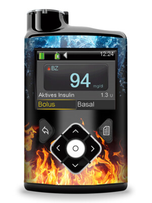 Aufkleber Sticker für Medtronic Minimed Insulinpumpe     Wasser und Flammen