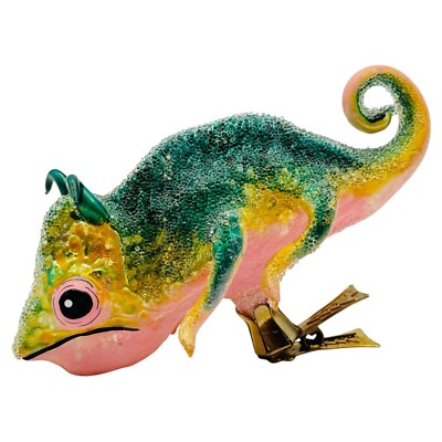 Morawski Chameleon Glass Christmas Ornament Clip On Green & Pink SUPER RARE