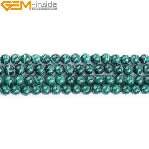 Round Green Malachite Natural Gemstone Loose Beads For Jewellery Making 15" - Picture 29 of 59