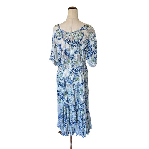 NWT Orientique Sz 20 1XL Rhodes Maxi Dress Blue Green Floral Rayon Boho - Picture 4 of 9