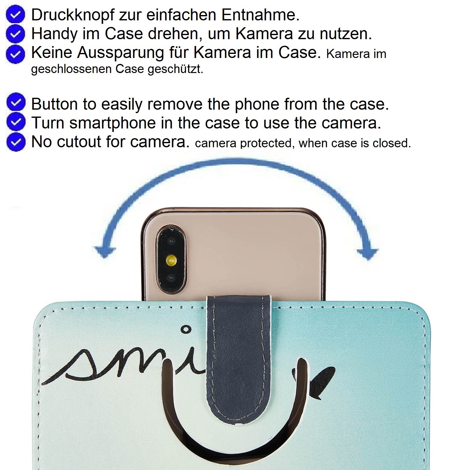 Housse Portefeuille Flip Pour Nokia 1.3 - Motif Smiley - Cuir Synthétique - Fonction Caméra Intégrée