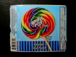 SODA POP LABEL "WHIRLY POP FRUIT PUNCH SODA" ADAMS & BROOKS INC 4 3/4" X 3 3/4" 