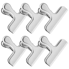 6 Pack Silver Bag Clips for Food Packages Stainless Steel Heavy Duty Kitchen NEW