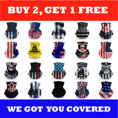Neck Gaiter Bandana Face Mask Cooler UV Sun Protection Cooling Gator Shield Flag