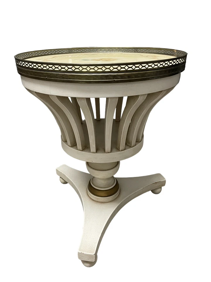 Pair of Danby MARBLETOP Accent Table French LOUISXVI Style w/Brass Gallery - Image 4 of 4