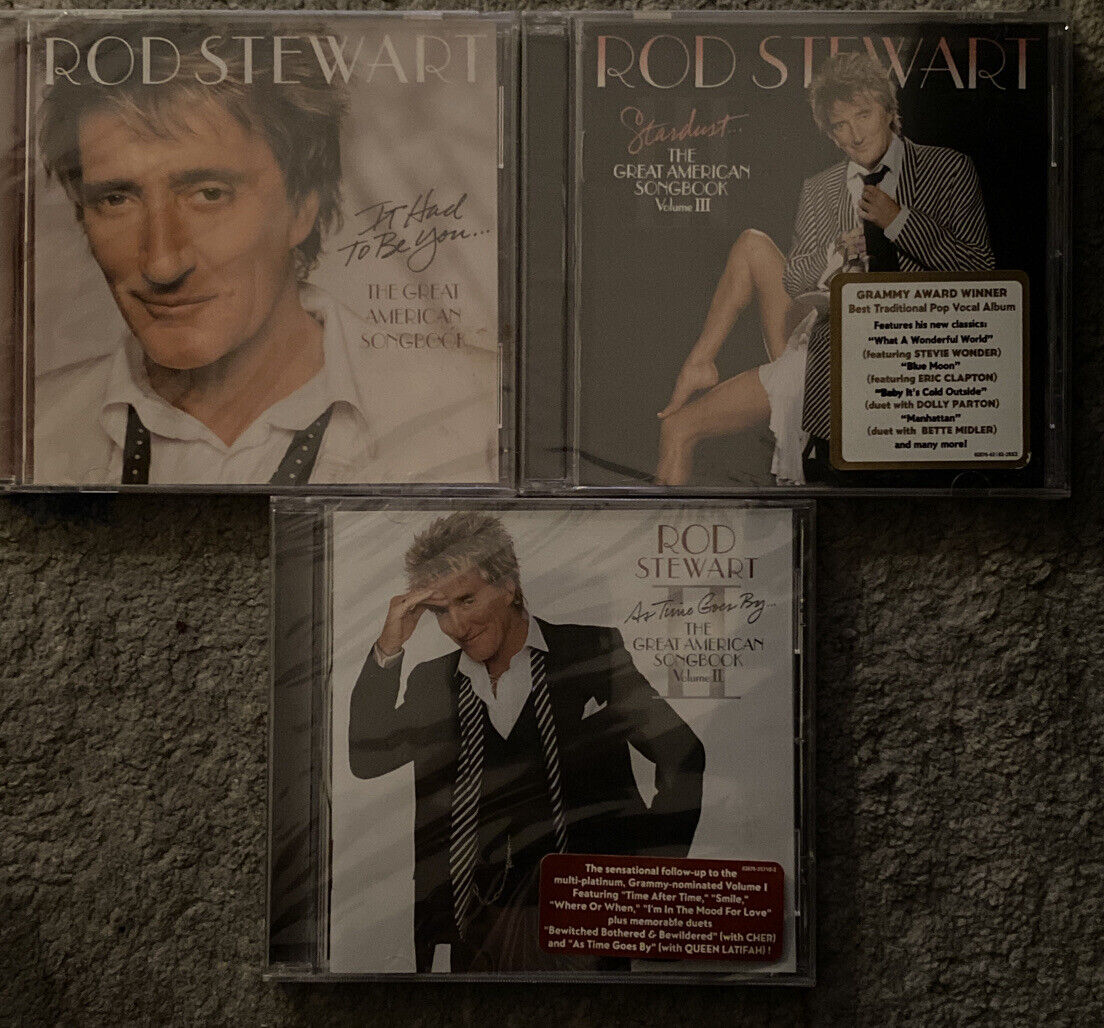ROD STEWART THE GREAT AMERICAN SONGBOOK Vol 1, 2, 3 CD LOT NEW SEALED