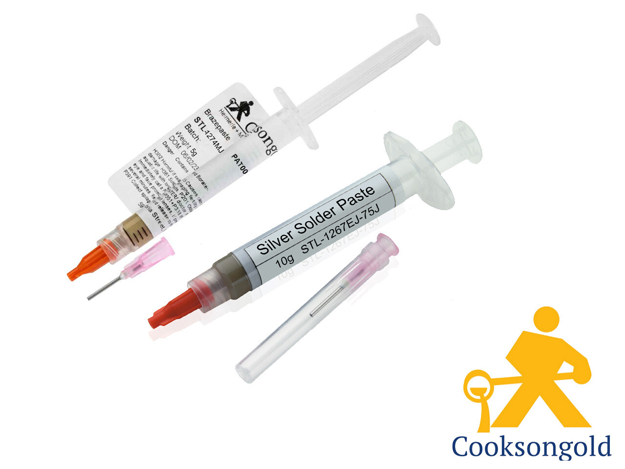 Cooksongold Assay Quality Sterling Silver Solder Paste Syringes, 5g/10g