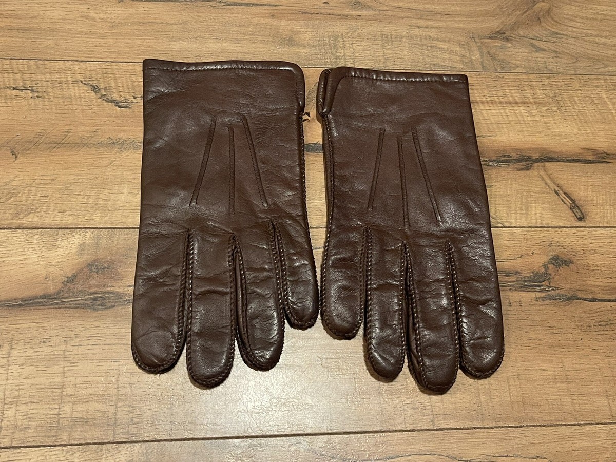Fownes Brown Genuine Leather Driving Gloves Size Large EUC