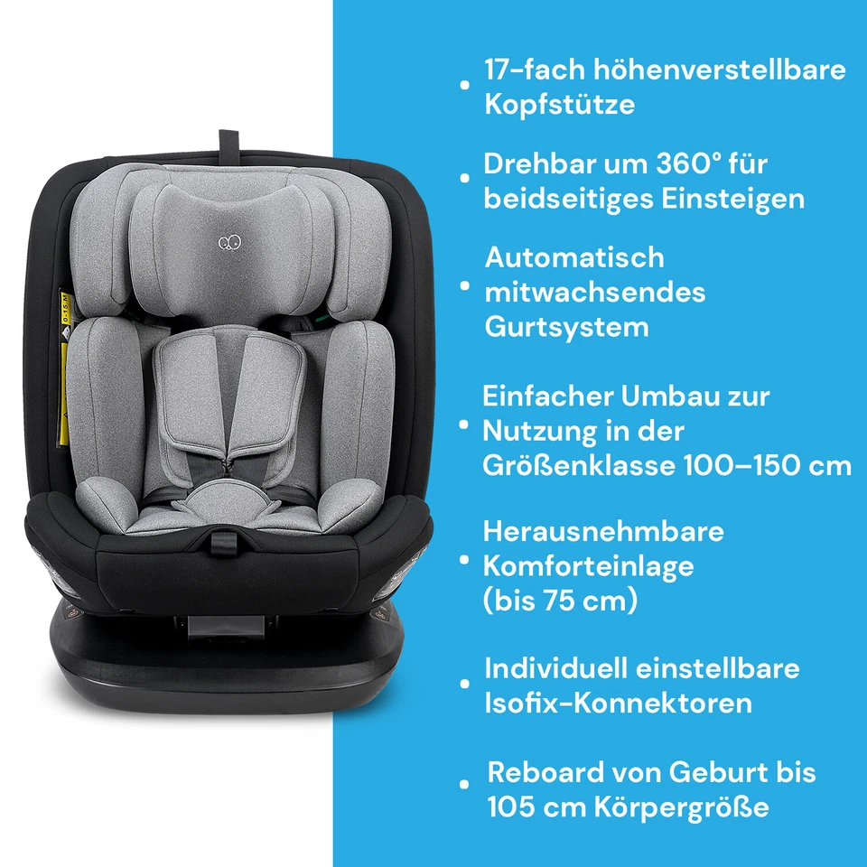 BooBoo Safety Lissabon drehbarer Kindersitz 40-150 cm mit Isofix und Top-Tether - Bild 2 von 4
