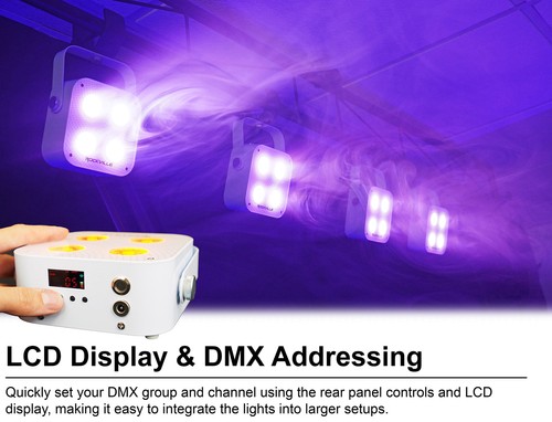 Rockville MINI RF4 V2 White Bright DJ/Party LED Par Wash Up Light+RF Remote+APP - Picture 6 of 11