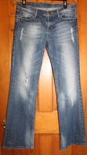 Juniors Women's VIGOSS Bootcut Faded Distressed Medium Wash Jeans 33" inseam 5