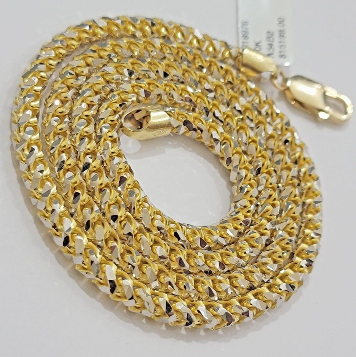 10k Yellow Gold Palm Box Chain Necklace Diamond cut 4mm 22