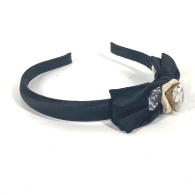 MIUMIU crystal Hair band head band Katyusha Satin Black  display picture 2