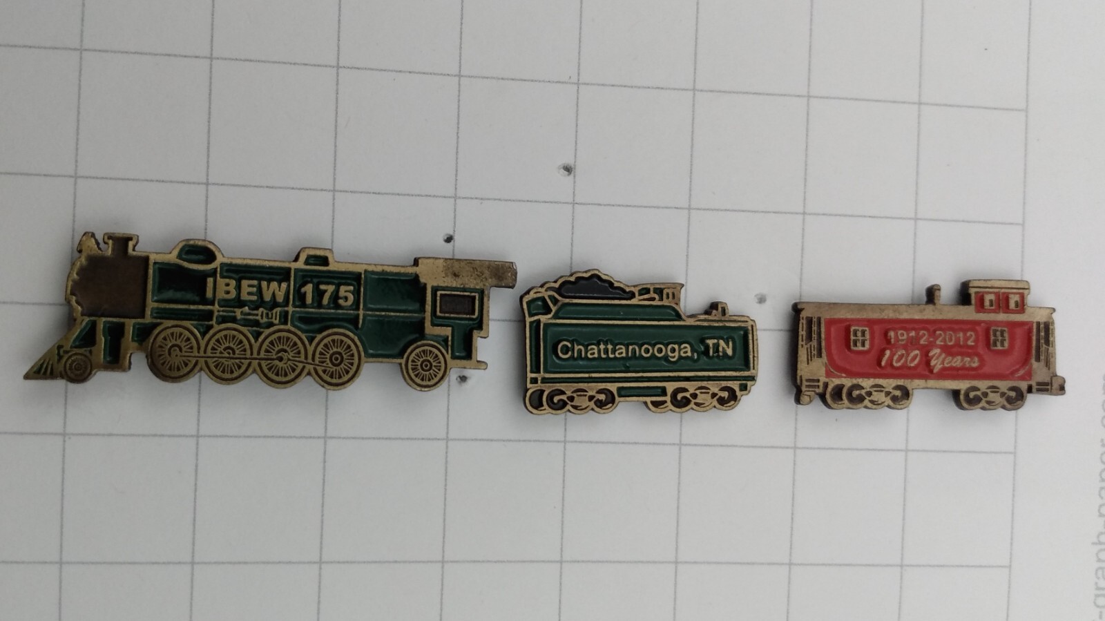 IBEW Lapel Pin Local 175 Chattanooga, TN. 100 year 3 pc train set- Free Shipping