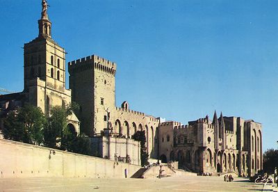 Alte Postkarte - Avignon - Notre-Dame-des-Doms, Tour de la Campane et Palais...