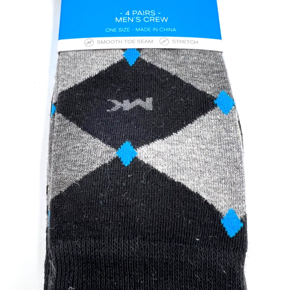 Michael Kors Para Hombres 3 Pares Negros Argyle Rayas Crew Calcetines Talla Única Poli Algodón Foto 3 de 4