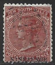 New South Wales, Scott #59f, 9p on 10p Queen Victoria, Wmk 54, P13, Used