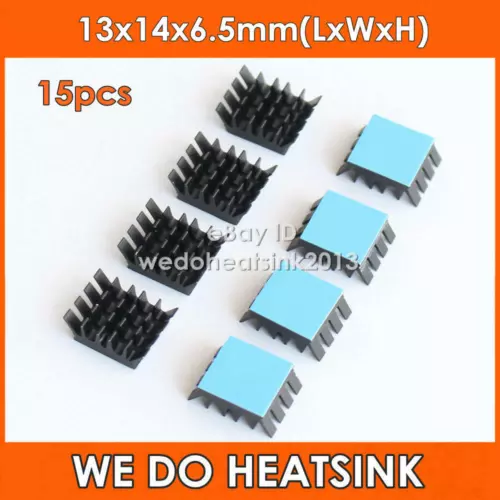 15pcs Spiky Black Aluminum Heatsink With Thermal Pad Applied For IC Chips