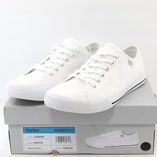 HURLEY Carrie womens casual lace up tennis shoes multi sizes white canvas NEW