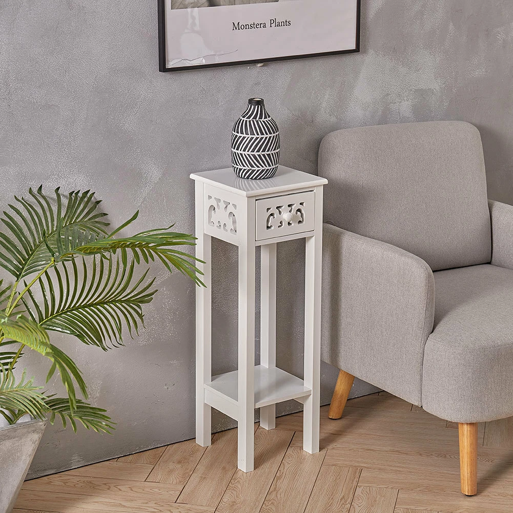 Tall Narrow Bedside Table Corner Telephone Table Plant Display