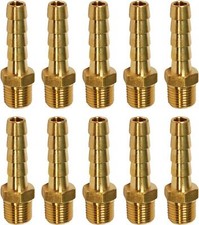 10 Pcs Brass Hose Barb Male Reducing Adapter 3/8"in HB x 1/8"in MIP Pipe Fitting