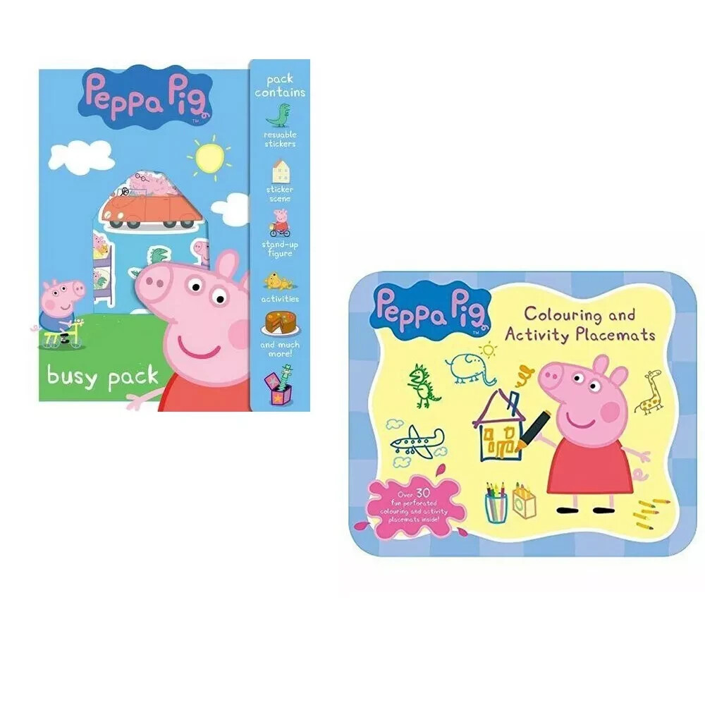 Peppa Pig Colouring and activity placemats & Peppa Pig Busy Pack 2 Books Set