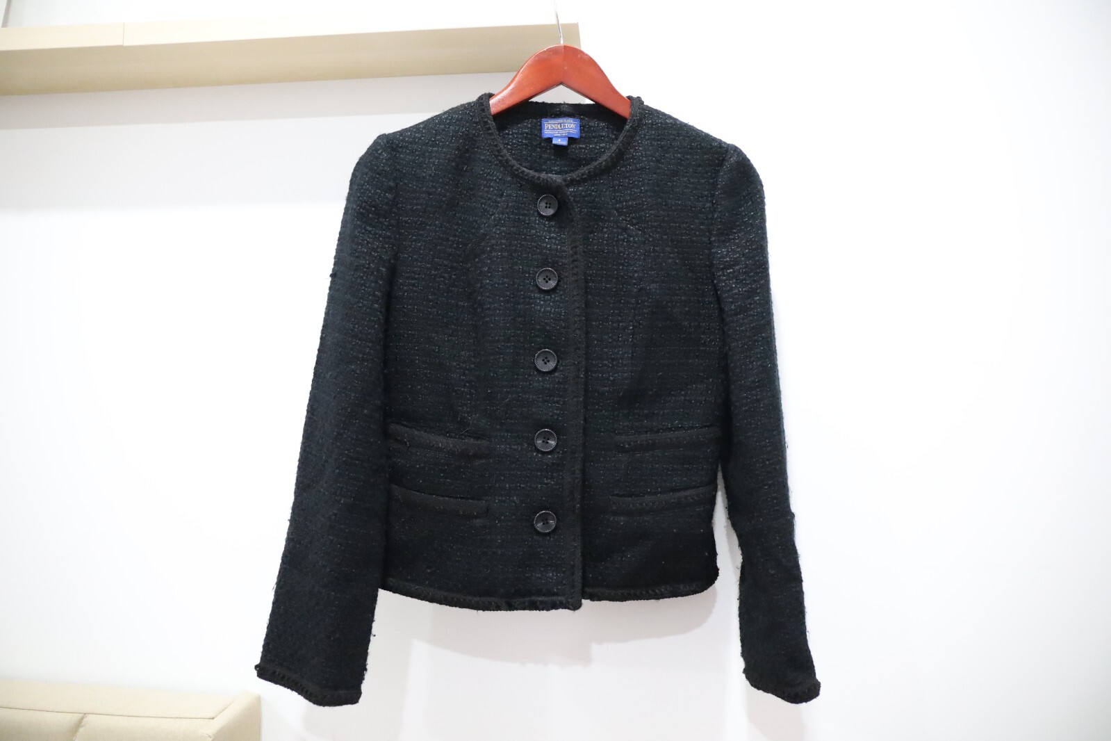 Pendleton Womens 6 Jacket Collarless Textured Bla… - image 1