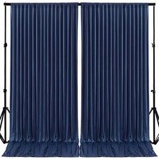 10ft x 10ft Navy Blue Backdrop Curtains Panels for Party Wrinkle Free Fabric ...