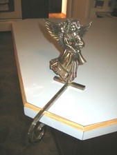 Vtg Heavy Metal 7" Angel Christmas Stocking Holder Long 5" Arm Mantle Shelf