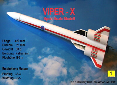 fliegende Modellrakete  VIPER-X,  Sport Scale, Neu/OVP