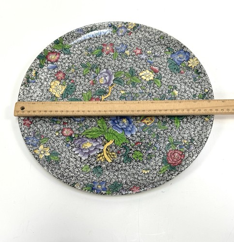 Piatto vintage raro Copland Spode England Chintz da appendere al muro in gres 14,25" - Foto 12 di 14