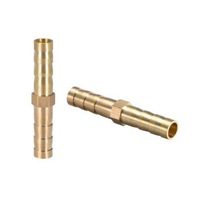 2Pcs 6mm or 15/64'' ID Brass Barb Splicer Fitting,Straight Barb Hose Fitting