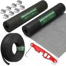 2 Pack Window Screen Replacement Repair Kit 48" x 118" - Fiberglass Mesh with...