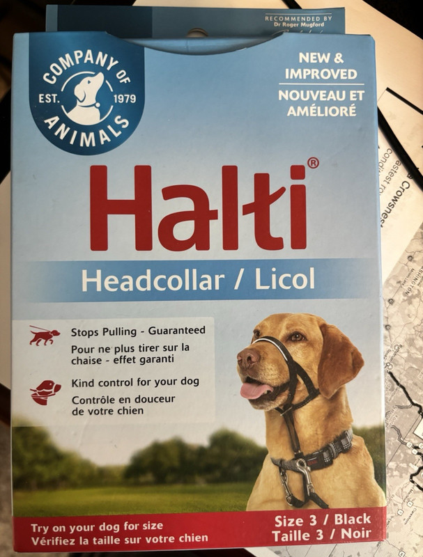 Halti Head Collar Headcollar Size 3 Black Nylon for Labrador Retriever