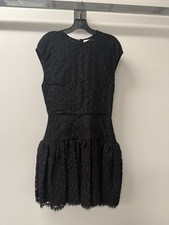 Jason Wu Collection Corded Floral Lace Ruffle Mini Dress Size 8 Women's Black