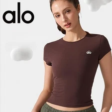 AIo Naked Yoga T-shirt Quick Drying Breathable Sports Training Top for Women