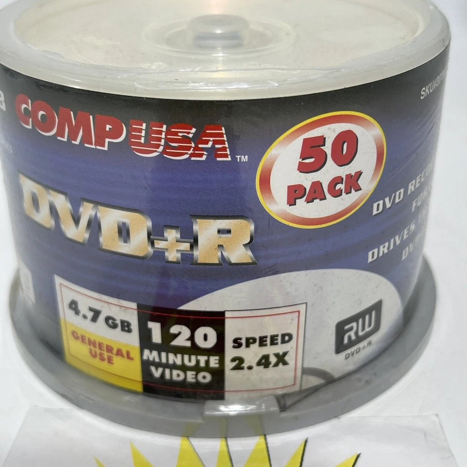 CompUSA DVD-R 120 Minute 4.7Gb 50 Pack Disc  2.4x RW New Sealed - Image 2 of 4