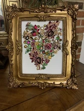 Vintage and Contemporary jewelry art framed Floral