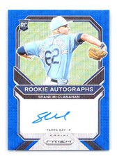 2021 Prizm Baseball #RA-SM Shane McClanahan Rookie Autographs Blue Wave 28/50 -