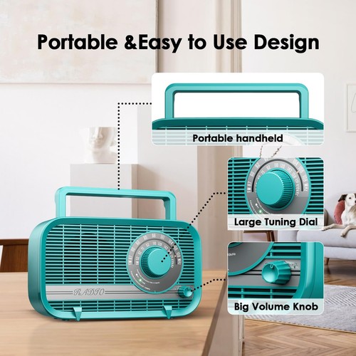 Portable AM FM Radio with Bluetooth, Plug in Wall and Play, or AA Battery Ope... - Picture 7 of 7