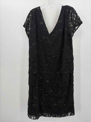Pre-Owned Scarlett Black Size 22W Lace Knee Length Short Sleeve Dress | eBay