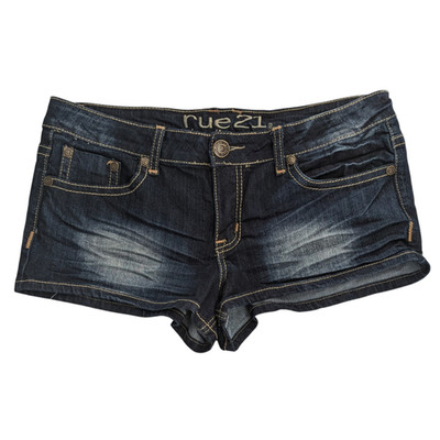 Rue 21 Low Rise Micro Mini Denim Shorts 13/14 Dark Blue Booty Indie Baddie 2000s